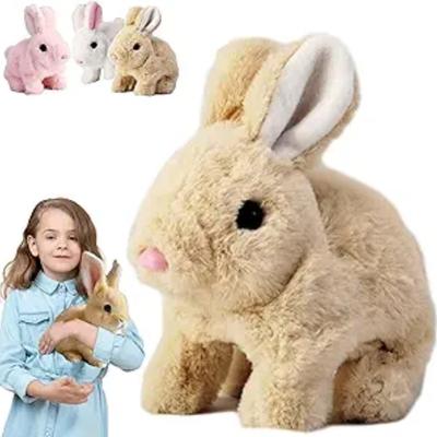 , My Realistic Bunny, Jumping Twitching  Shaking Ear, Handmade Interactive Bunny Stuffed Animal for Kids Easter Gift