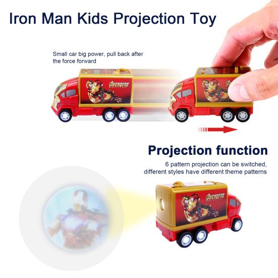 Kids Projection Toy Random 6 Patterns Pull-back Function Detachable Cartoon Creative Entertainment ABS Iron Man Projection Watch Child Toy
