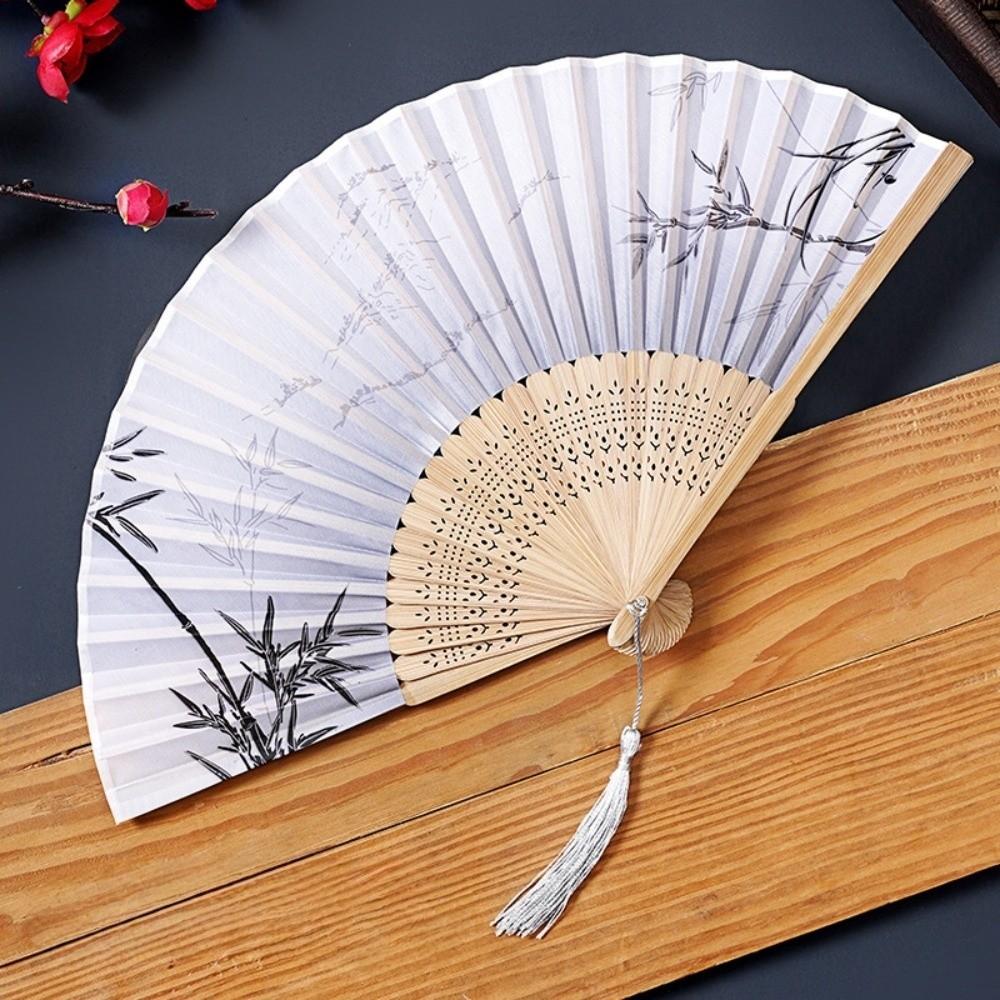 Butterfly Tassel Folding Fan Chinese Style Handheld Fan Ancient Bamboo Fan Hanfu Accessories