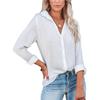 Women's Fashion Casual Buckle Long Sleeve Sleeve Slit Shirt Tops Solid Color