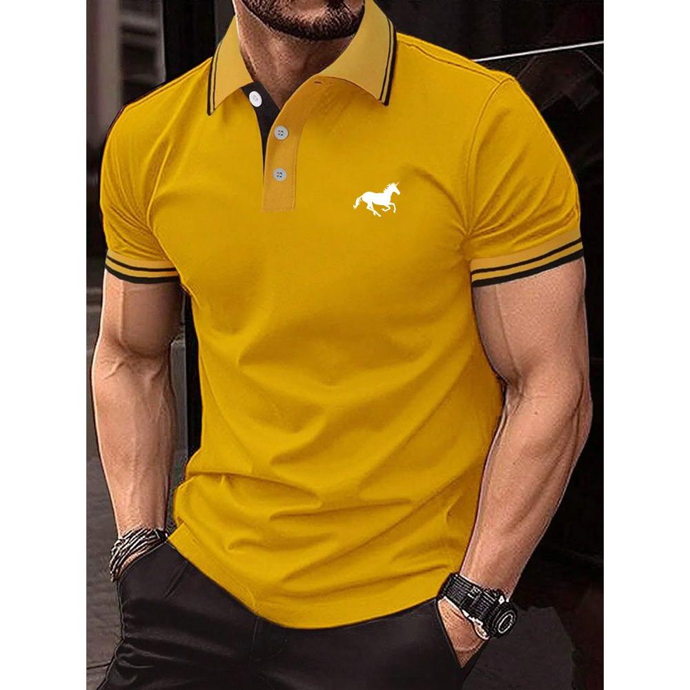 Summer Polo Shirt Men Fashion Short Sleeve Polo Men Casual Personality Polo Shirt Lapel Collar Stripe Men Tops Polo Shirt