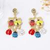 Personality Trend Creative Design Sense Alloy Dripping Multi-ladybug Fringed Pendant Earrings Versatile Casual Women