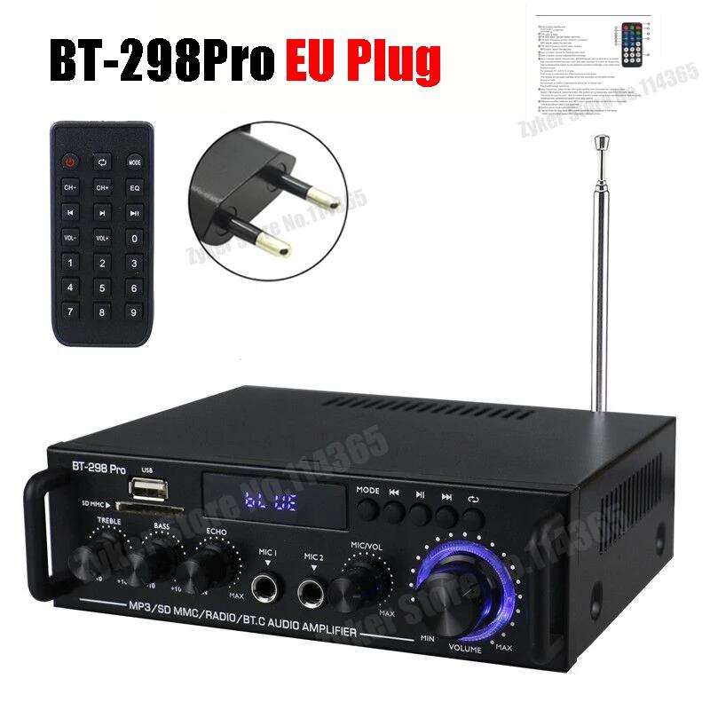 

BT298 Pro AK55 HiFi Bluetooth аудио усилитель цифровой усилитель звука для домашнего кинотеатра канал 2.0 AMP поддержка 2 микрофонов FM MAX 800 Вт EU Plug 200-240V