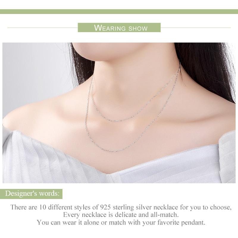 BAMOER Classic Basic Chain 925 Sterling Silver Lobster Clasp Adjustable Necklace Chain