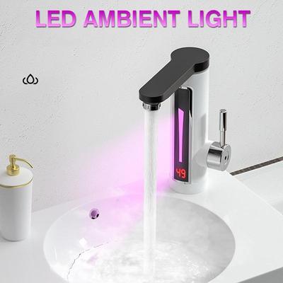 3300W Electric Instant Water Heater Faucet Tap Temperature Display LED Ambient Light Instant Heating Tap for Bathroom Kitchen