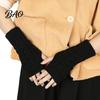 Lightweight Warm Wrist Sleeves Women Ribbed Arm Warmers, Stretchy Cable Knitted Fingerless Gloves, Acrylic Half Finger Soft Mitten, for Autumn Winter