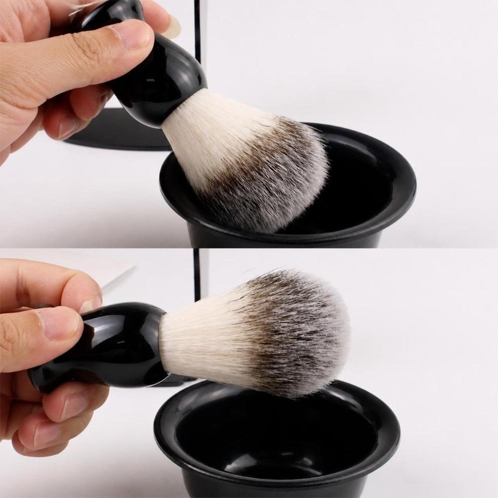 3PCS Nylon Bristle Beard Shaving Tool 2-in-1 Design Shaving Brush Stand New Shaving Brush Set Home