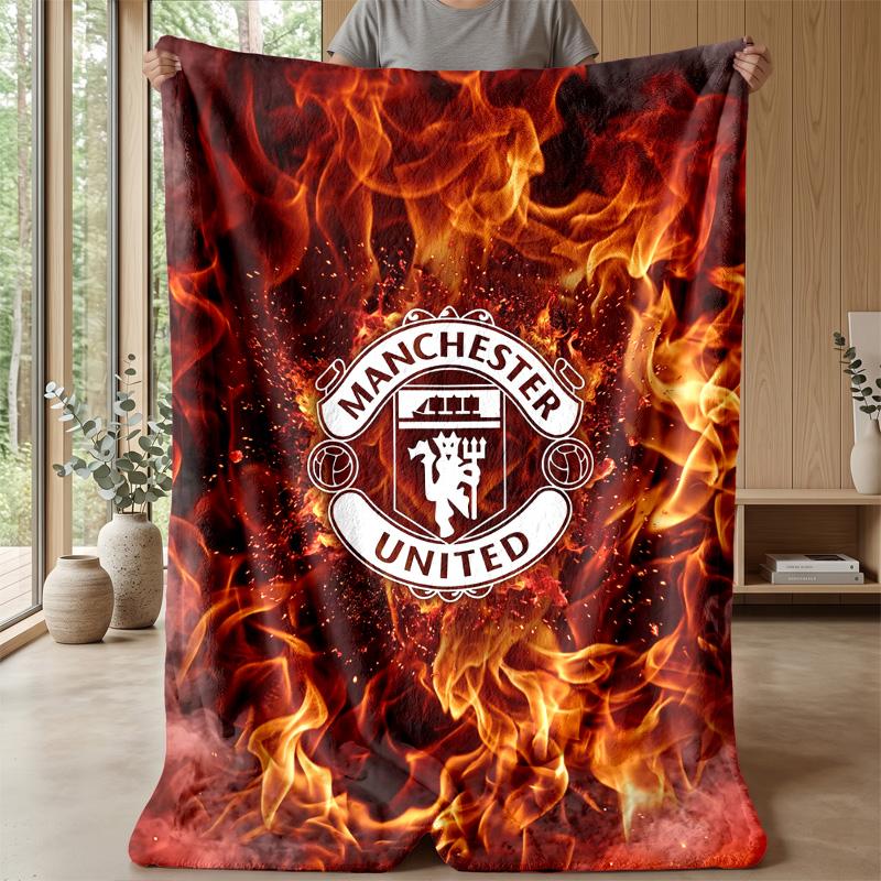 Coperta in pile flanella morbida Manchester United FC Leggera Accogliente Calda Coperta da divano letto Decorazione per la casa