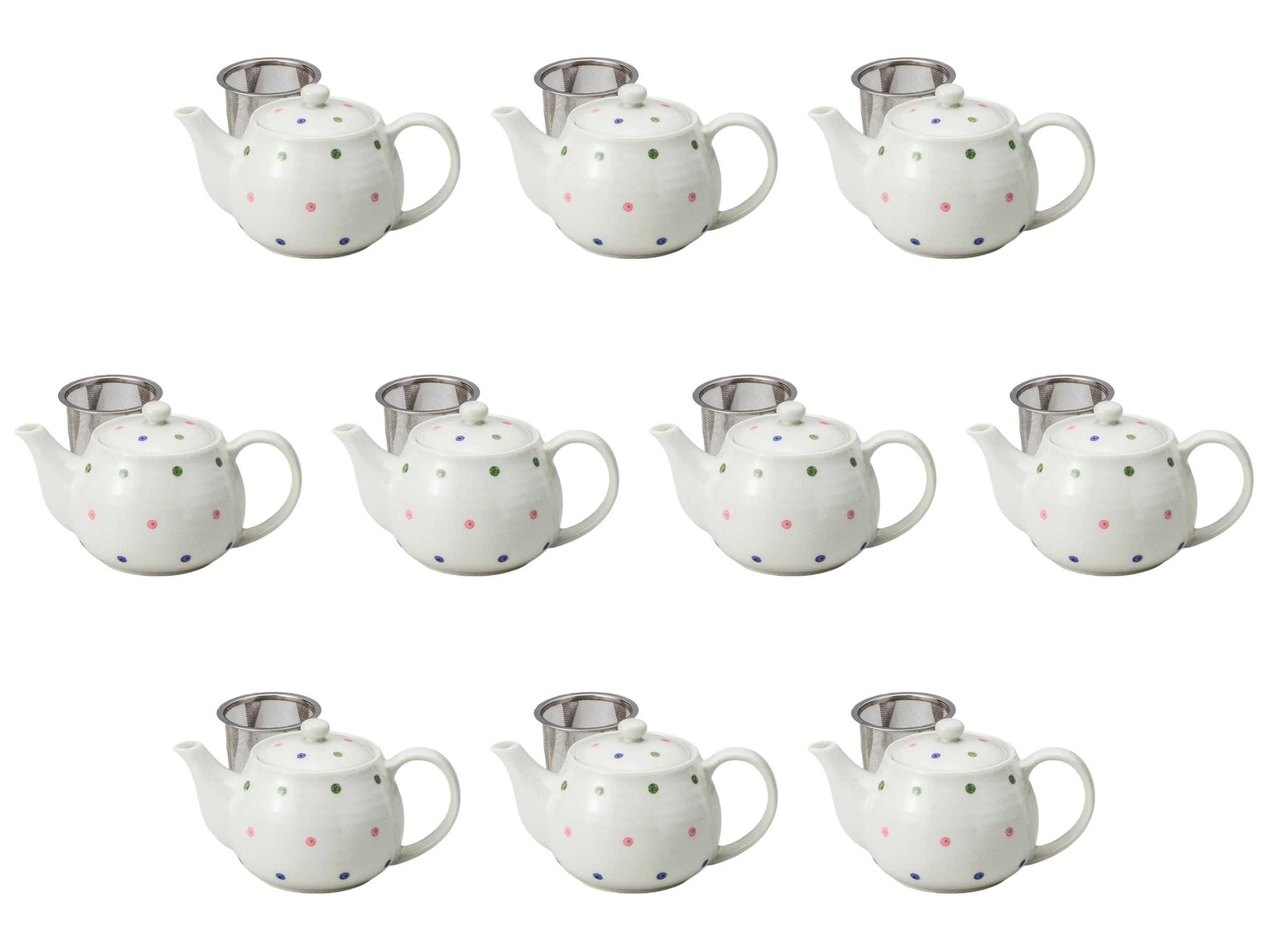 

Set of 10 Polka Dot Light Snow Lightweight Pots [350cc] Made in China by Setomonohonpo