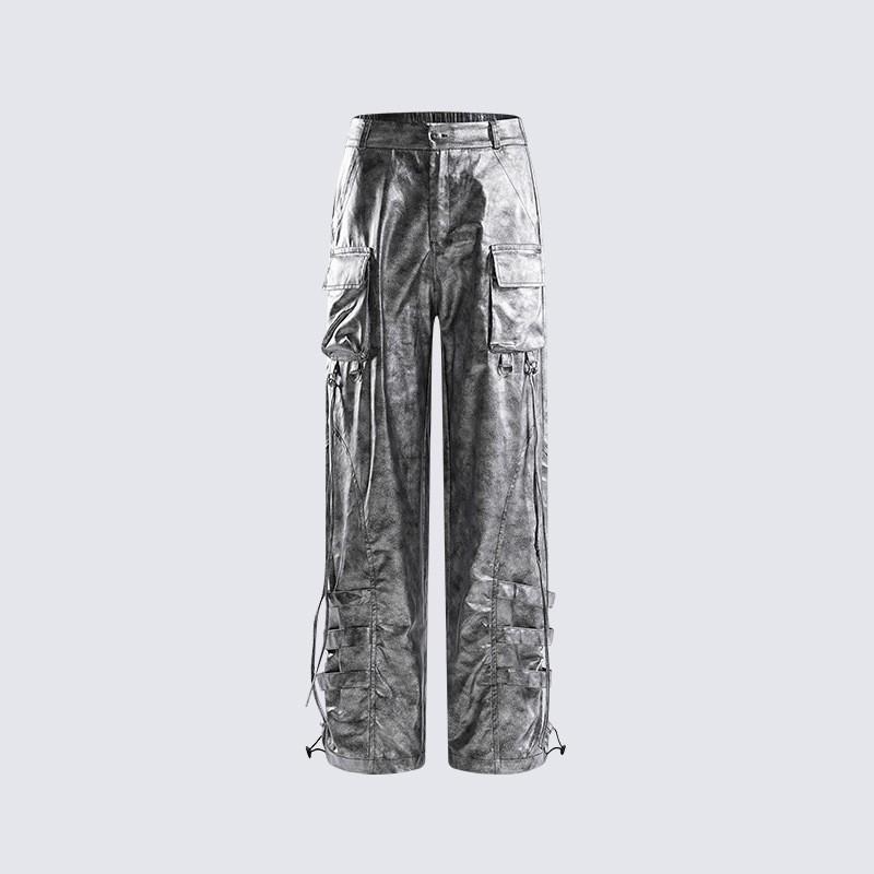 Mens Vintage Straight Leg Cargo Pants Street Style Loose Fit Durable Casual Trousers