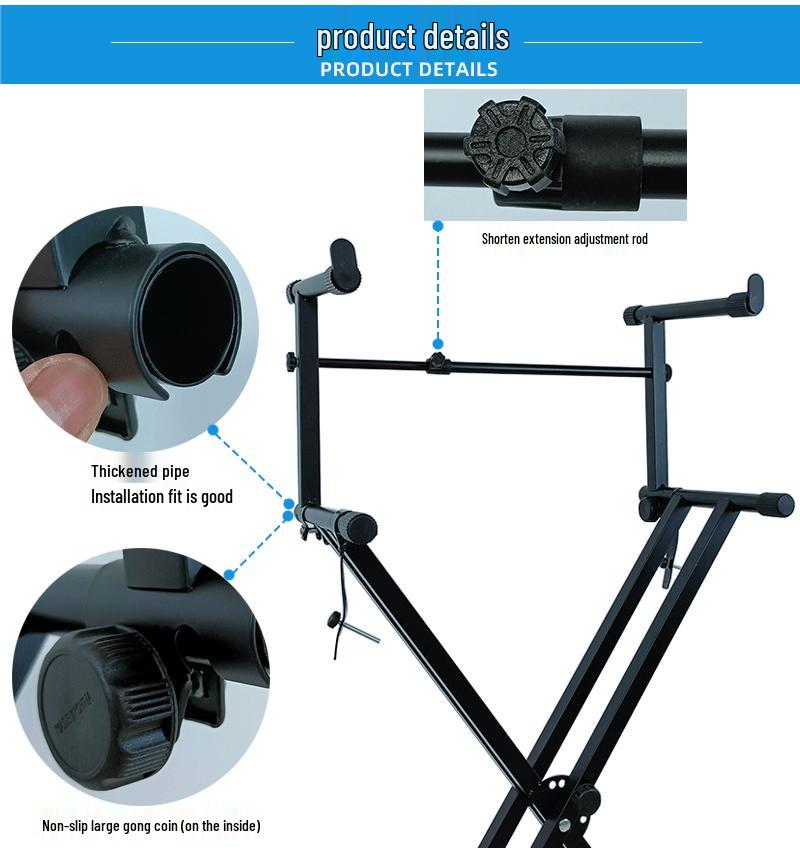 Keyboard Riser X-Stand Double-Tier Electronic Organ Performance Stand - Musical Instrument Accessory.