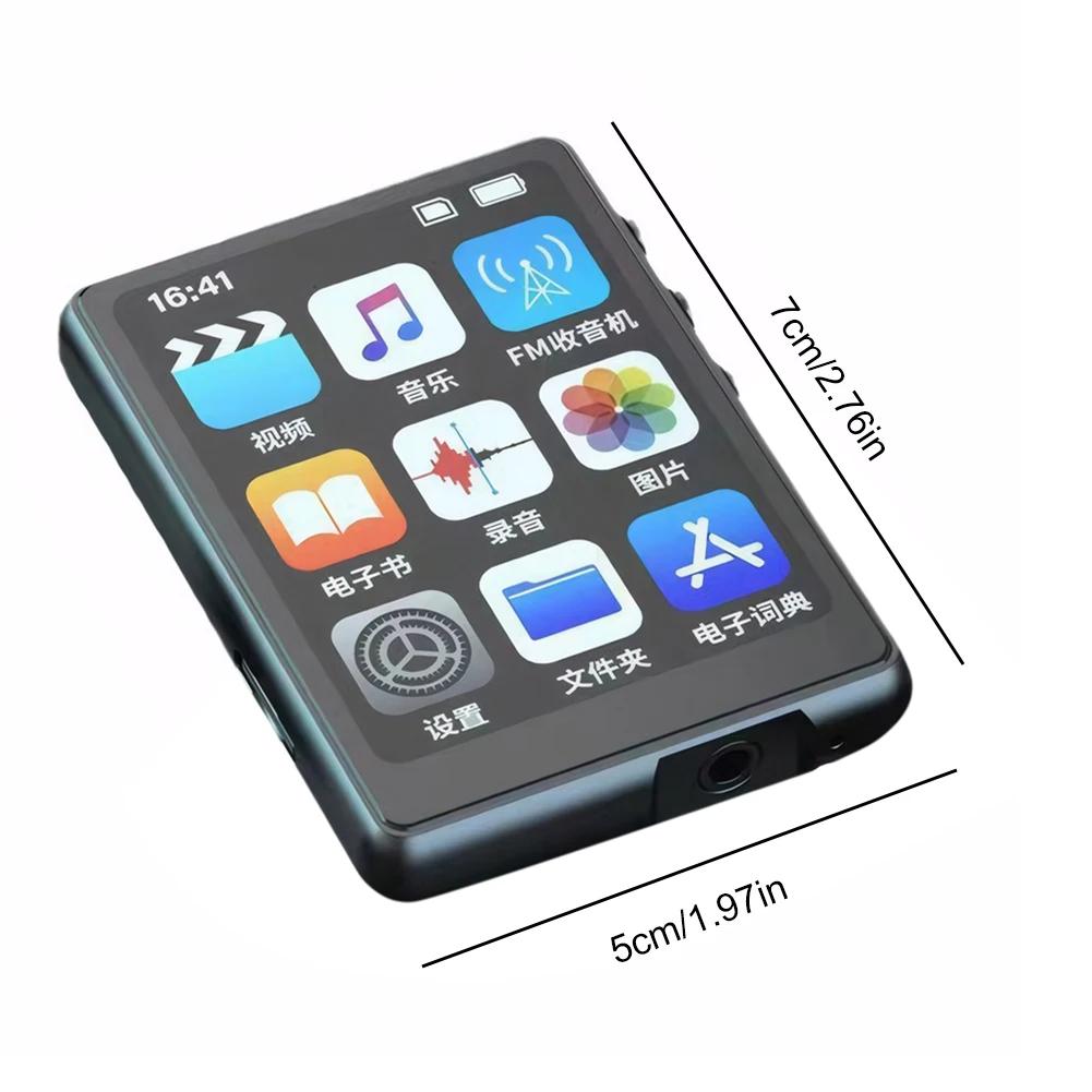 Portable MP4 Player with Speaker Touch/Button Full Screen Music Player BT HiFi MP3 Walkman Support FM Radio Recording E-Book