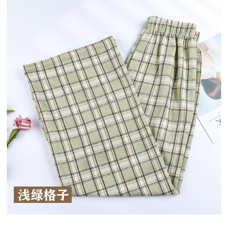 Plaid pants women's summer thin high waist drape loose narrow straight pants thin wide leg pants small casual pants