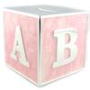 [L1977] - Silver Pink 'Alphabet' Metal Piggy Bank - 65x65x65 Mm