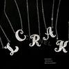 Letter Rhinestone Birthday Gift Silver Simple Necklace