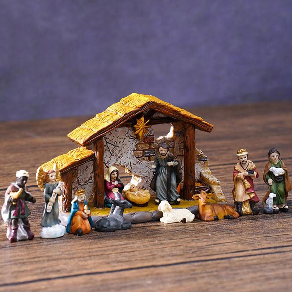 Nativity Set Resin Table Nativity Figures Christian Religious Craft Collectible Figurines for Decoration Centerpieces Holiday