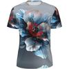 3D Flower Print Mens Sport T Shirt, Breathable Cool Dry Mesh Base Layer Tops Short Sleeve Running Top Gym Shirt