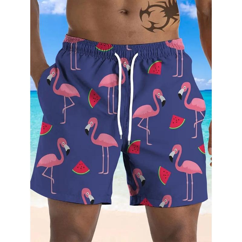 Men's Beach Shorts Flamingo 3d Printed Fashion New Quick Dry Sportswear Casual Pocket Gym Swimming Short Trousers Gift For Male