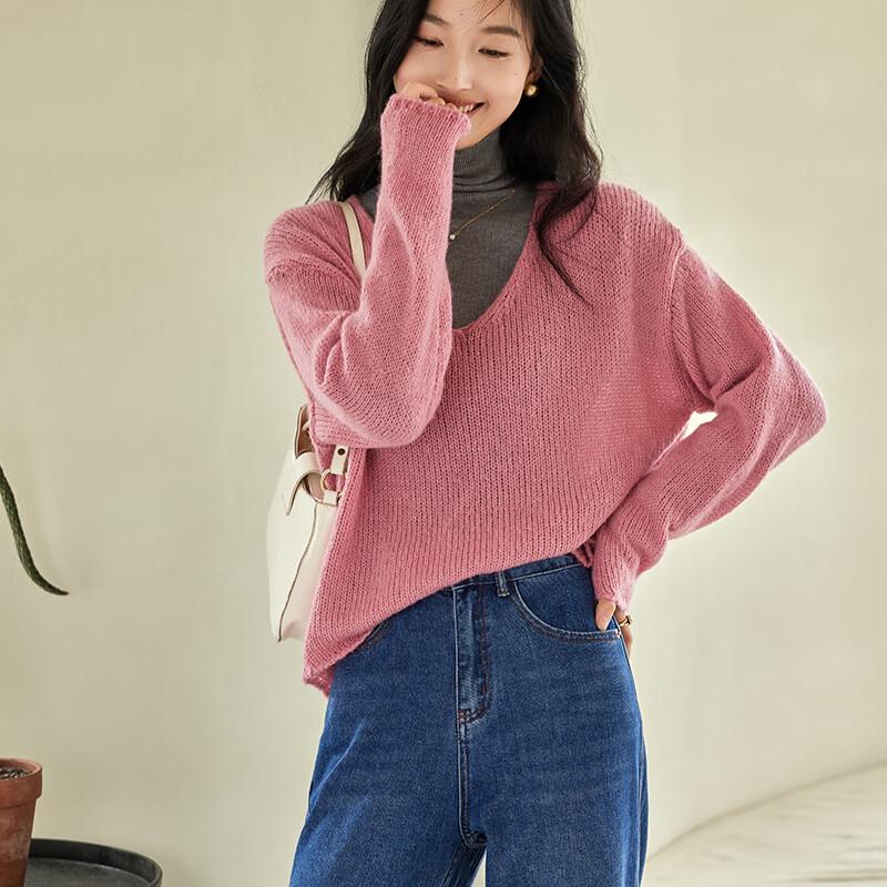 VICTORIA&VERA Women's V-Neck Long Sleeve Knit Sweater