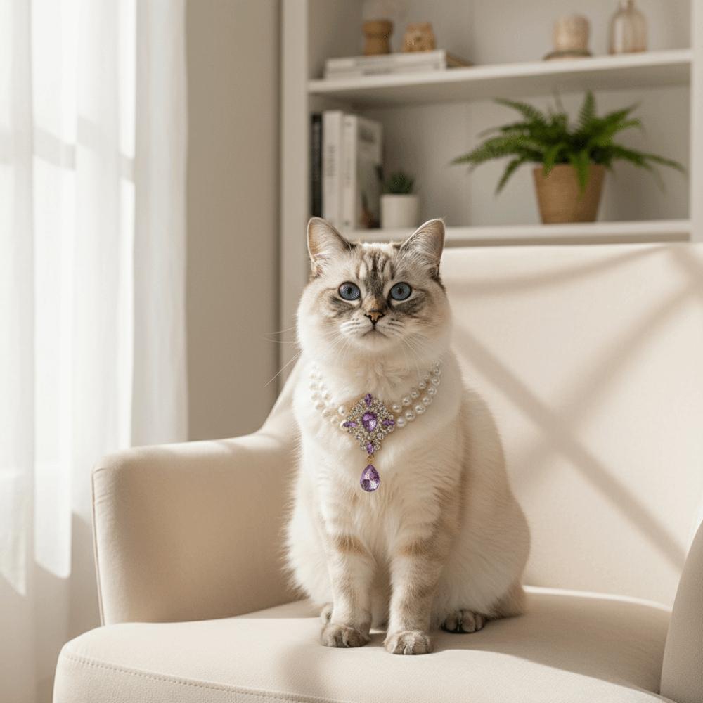 Vintage Pet Pearl Collar Double Layer Cat Neck Chain Elegant Dog Princess Necklace  Photography