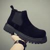 Martin boots men's high-top autumn and winter velvet warm new medium-top leather shoes men's one-pedal Chelsea boots men