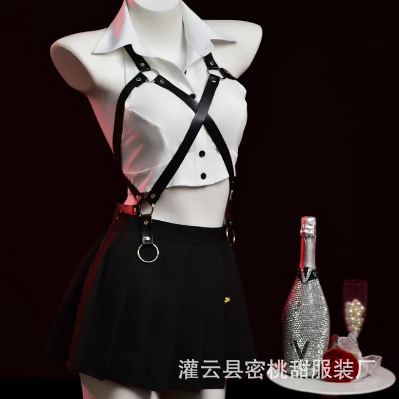 Sexy lingerie sexy split short-sleeved top pleated skirt cosplay pure college wind sailor uniform