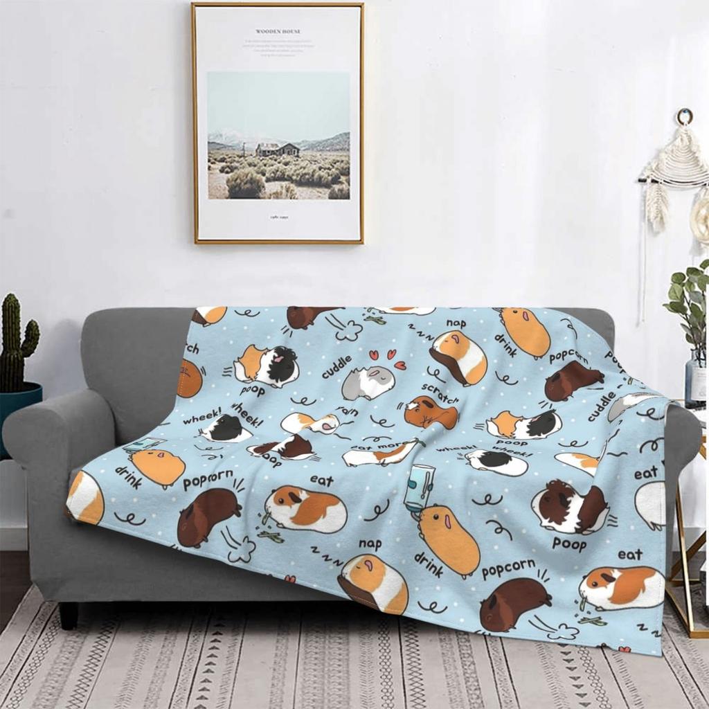 Customization Guinea Pig Daily To-Do List Blue Blanket Flannel Spring Autumn Lightweight Thin Throw Blankets For Bedding Office