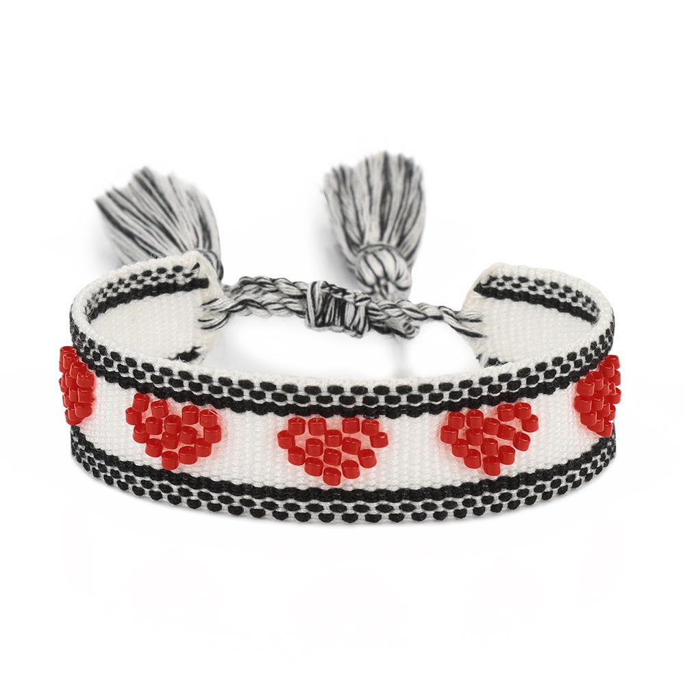 Trendy Beaded Evil Eye & Heart Tassel Bracelet