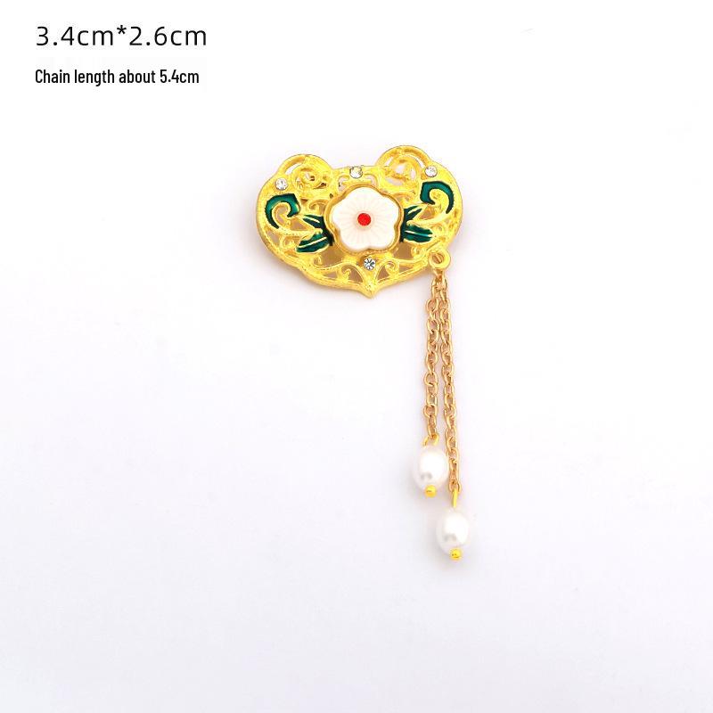 Chinesische Quastenbrosche mit Pipa, Ruyi, Fächer, Pfau, Wolken und Perle für Hanfu/Cheongsam