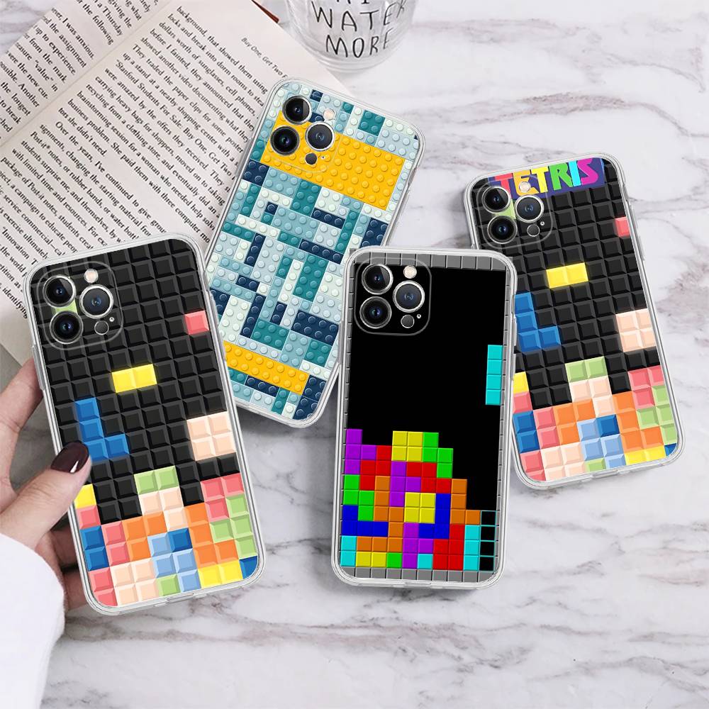 Vintage Game T-Tetris Fit For IPhone 16 15 Promax Phone Case IPhone 14 11 12 High End 13 Pro Silicone