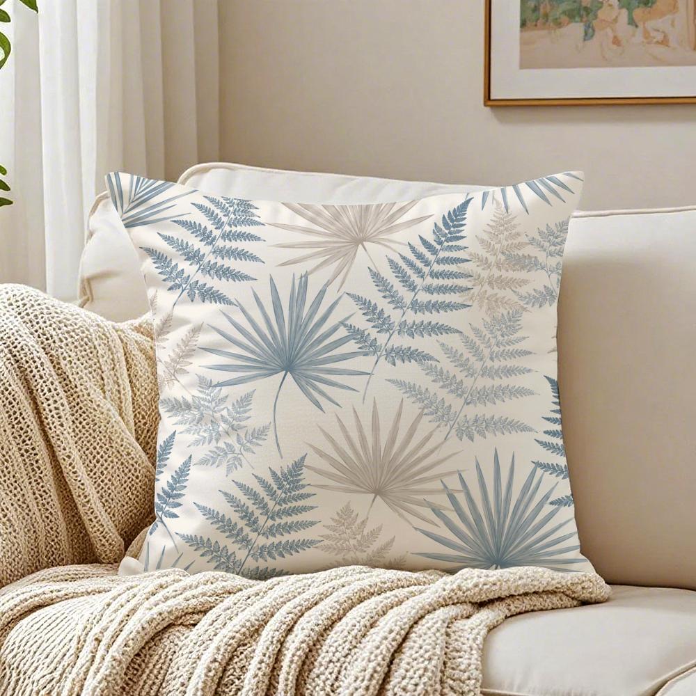 Boho Tropical Palm Monstera Leaves Pillow Case Organic Short Plush Cushion Covers Breathable Washable WrinkleResistant
