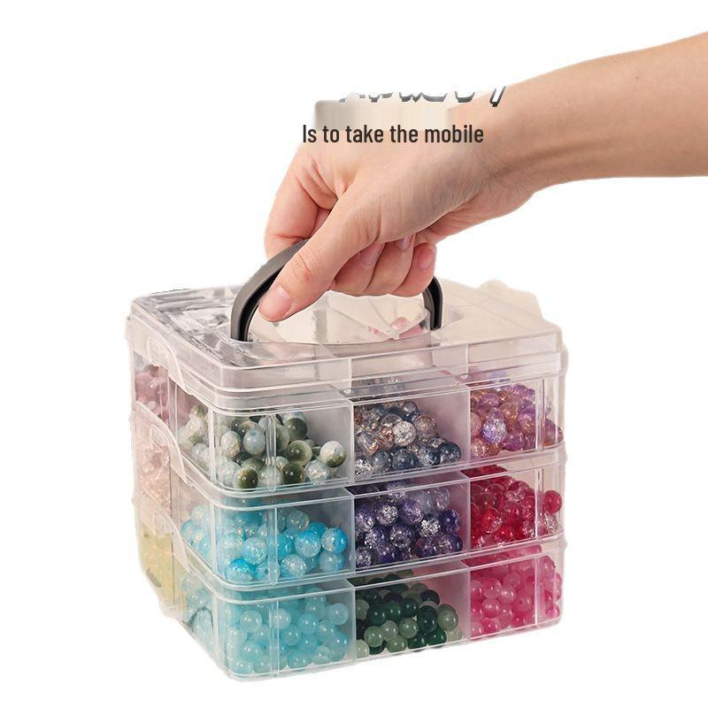 Drop-Resistant PP Bead Storage Box with Lid, Multifunctional Nine-Grid Organizer