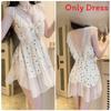 Youth Female Satin Nightdress With Polka Dot Mesh For Home And Hotel