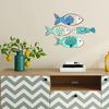 4Pcs/Set Wooden Fish Coastal Wall Art, Handcrafted Fish Wall Decoration, Rustic Nautical Fish Wall Sculpture for Living Room, Lake House, Bathroom