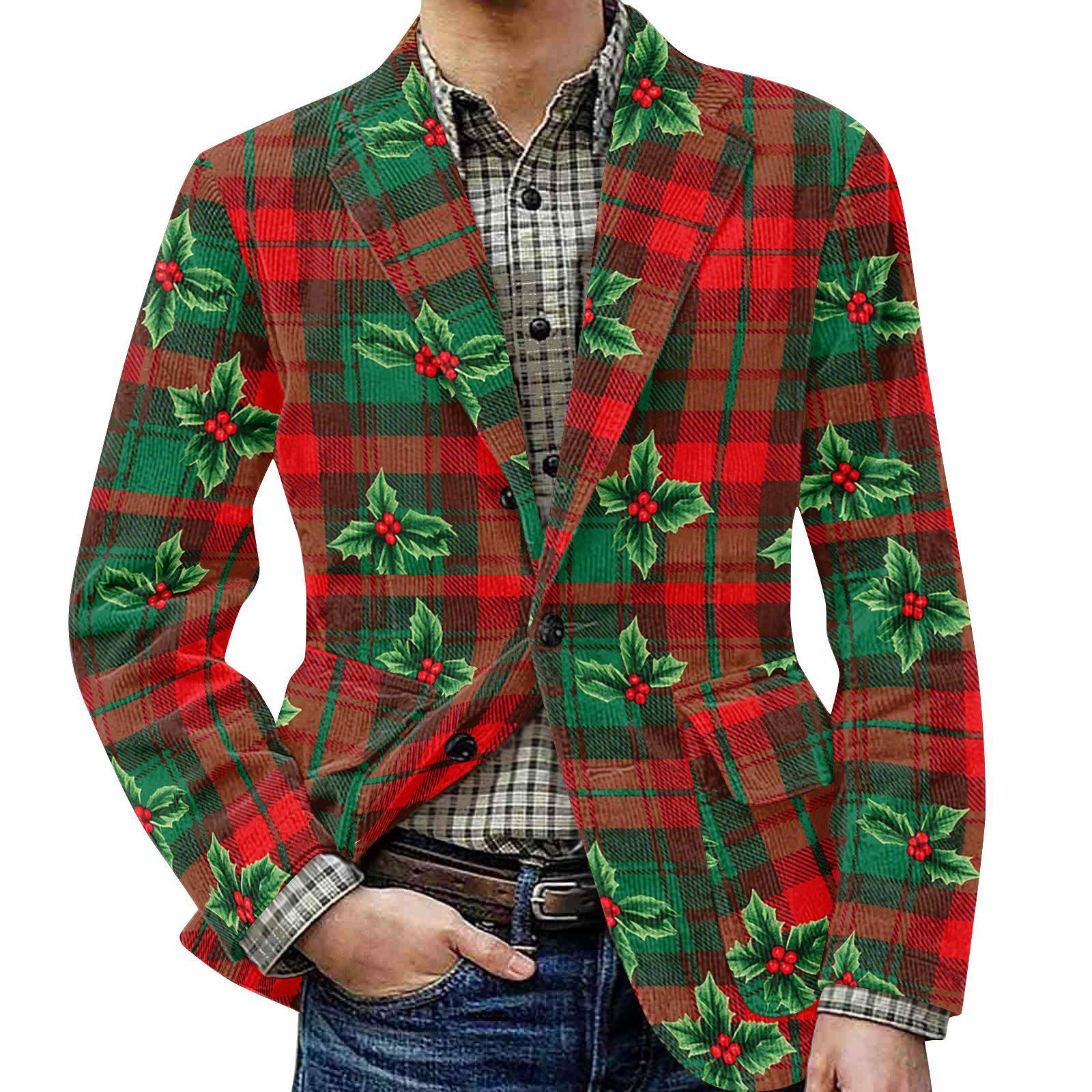 

Мужской уродливый рождественский вельветовый теплый карманный пиджак-кардиган, мужской повседневный костюм S