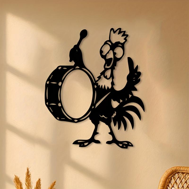 1pc Quirky Rooster Metal Wall Art Farmhouse Garden Halloween Christmas Animal Decor Gift