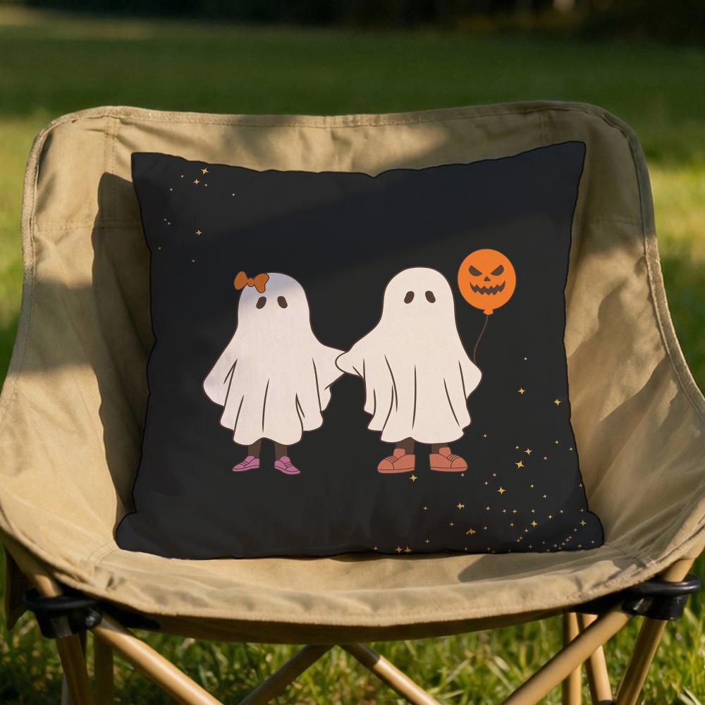 Halloween cute ghost Cushion Cover Soft Reversible  Durable Pillow Cover  MultiScene Use for Home  Car Daily Comfort