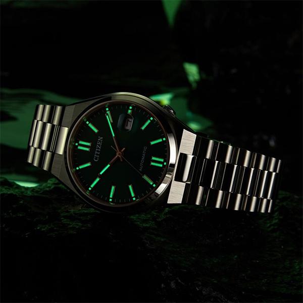 Citizen Sapphire Glass 50M Waterproof Mechanical Movement Stainless Steel Watch Green Dial Men watches NJ0150-81X