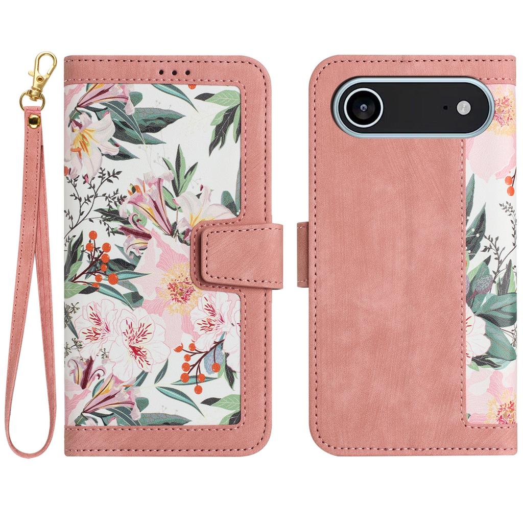 For iPhone 17 Air Case PU Leather Floral Phone Cover with Card Slots