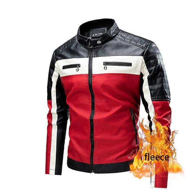 Férfi motoros bőrkabát vadonatúj alkalmi meleg polár motoros Bomber PU dzseki férfi szélálló téli vintage kabát