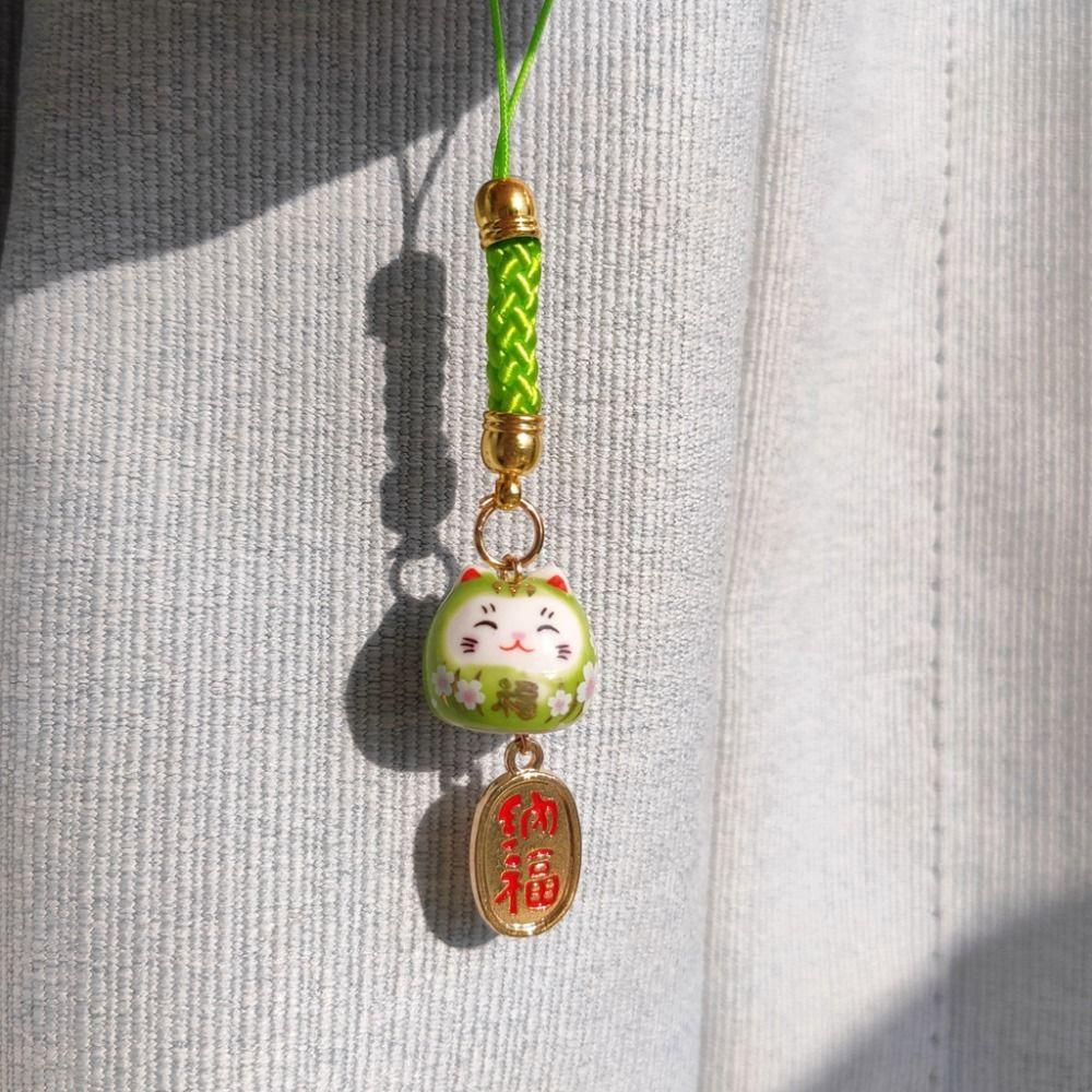 Cartoon Maneki Neko Pendant Car Keyring Phone Strap Ornaments Fashion Lucky Cat Keychain  Gifts