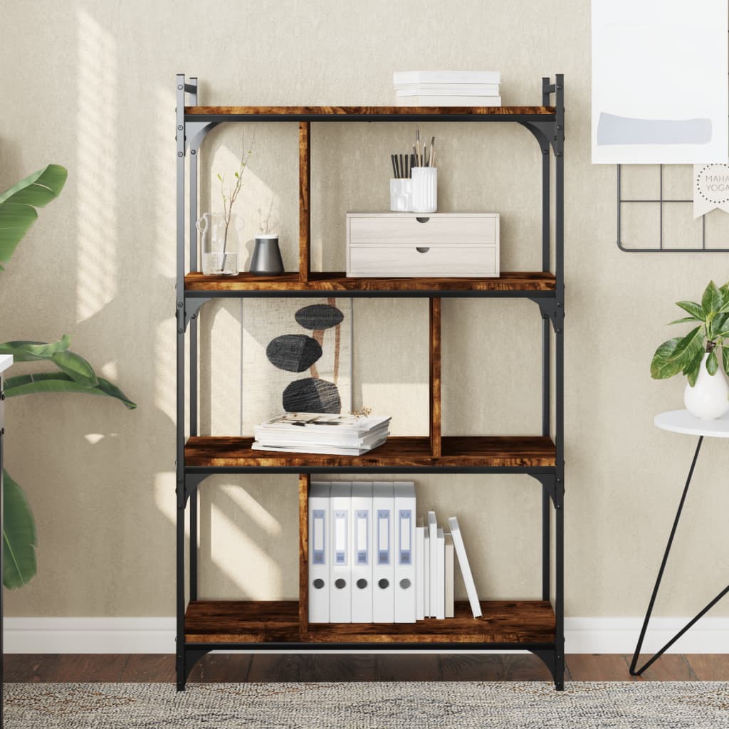 Bookshelf 4 Shelves Smoked Oak Finish 76 x 32 x 123 cm Engineered Wood