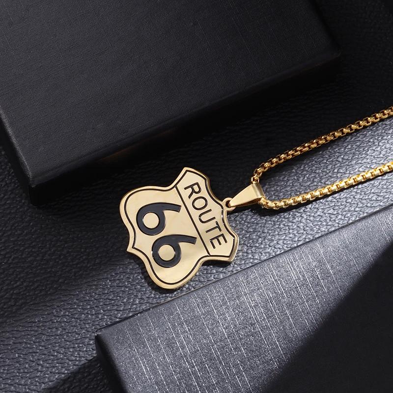 Mode Route 66 Moederweg Hanger Roestvrij Staal Ketting Heren Dames Vintage Fietsrace Feest Sieraden