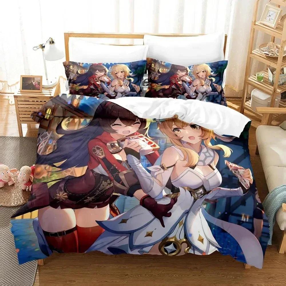 Genshin Impact Columbina Bedding Set For Bedroom Soft Modern Bedspreads Comefortable Kids Duvet Cover Quilt Cover And Pillowcase