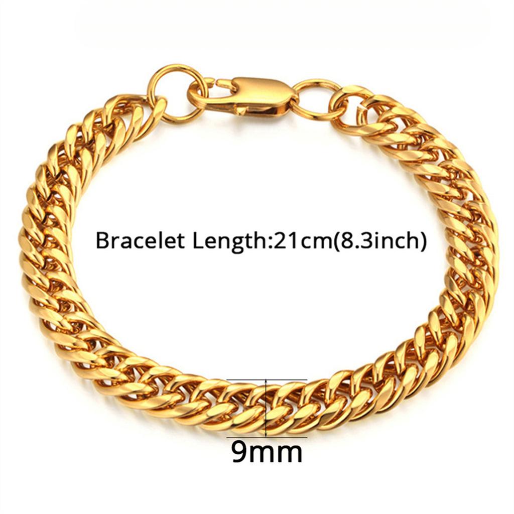 5/12MM New Trendy Thick Cuban Chain Men Bracelet Classic Silver Gold Plated Chunky Chain Bracelet For Men Women Jewelry Gift