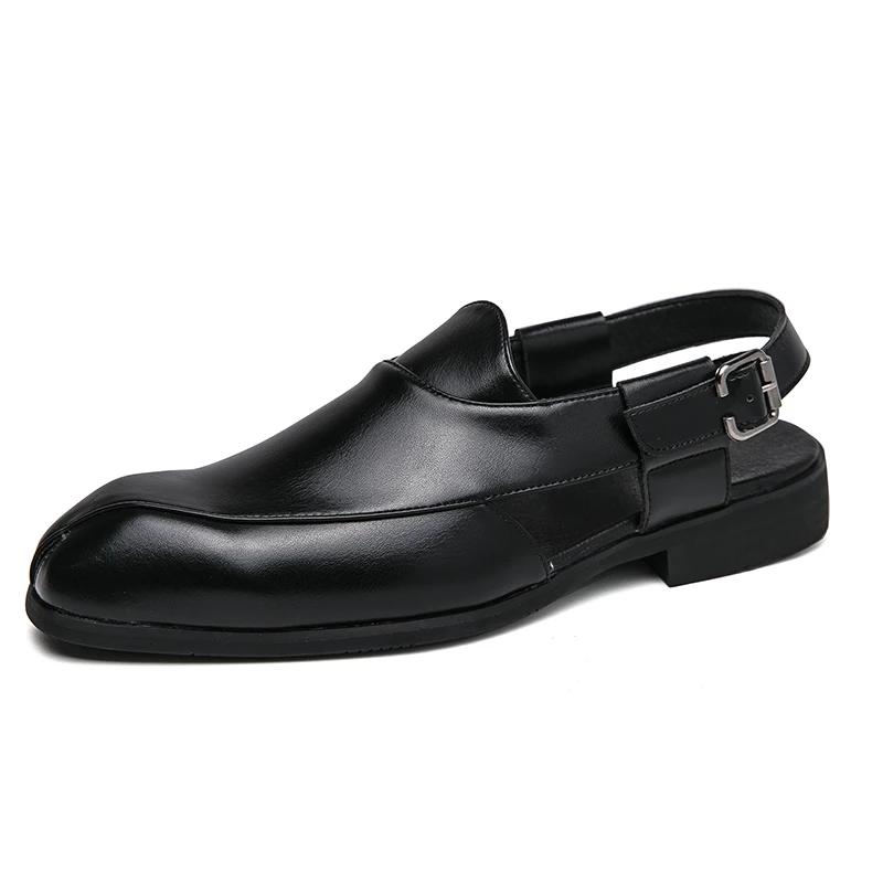 Hollow Out Casual Leather Shoes Men Mens Slip On Sandals Leather Handmade for Men Casual Shoes Retro British Style Penny Shoes