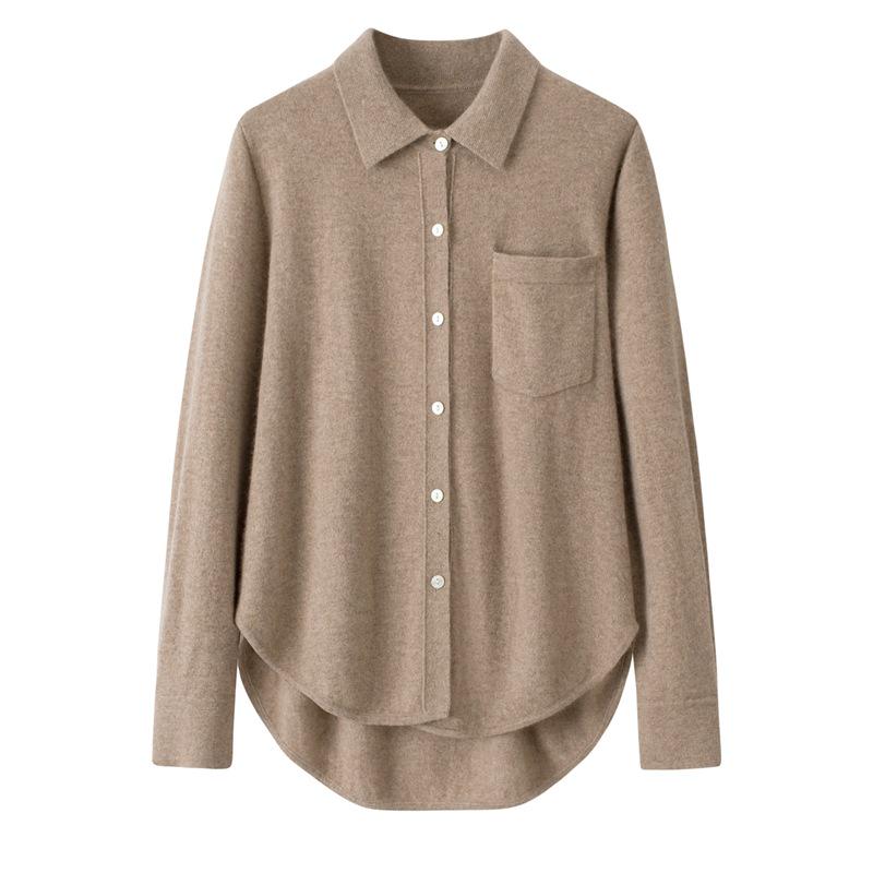 

Кардиган из 100% чистого кашемира с расслабленным воротником поло - Свитер средней длины M/100