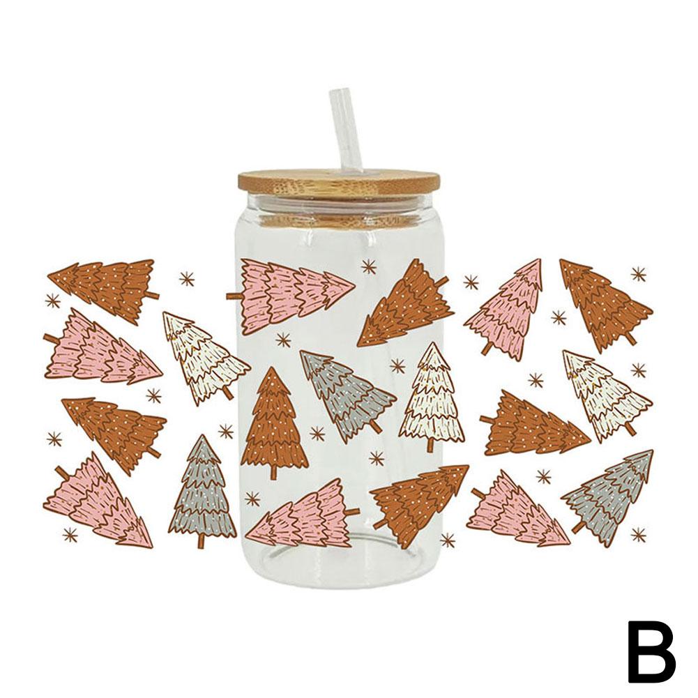 

UV DTF Transfer Sticker Christmas Cartoon Print Christmas Cane Tree Sticker DTF Wrap DIY For 16 D1D5 D2399-1pc