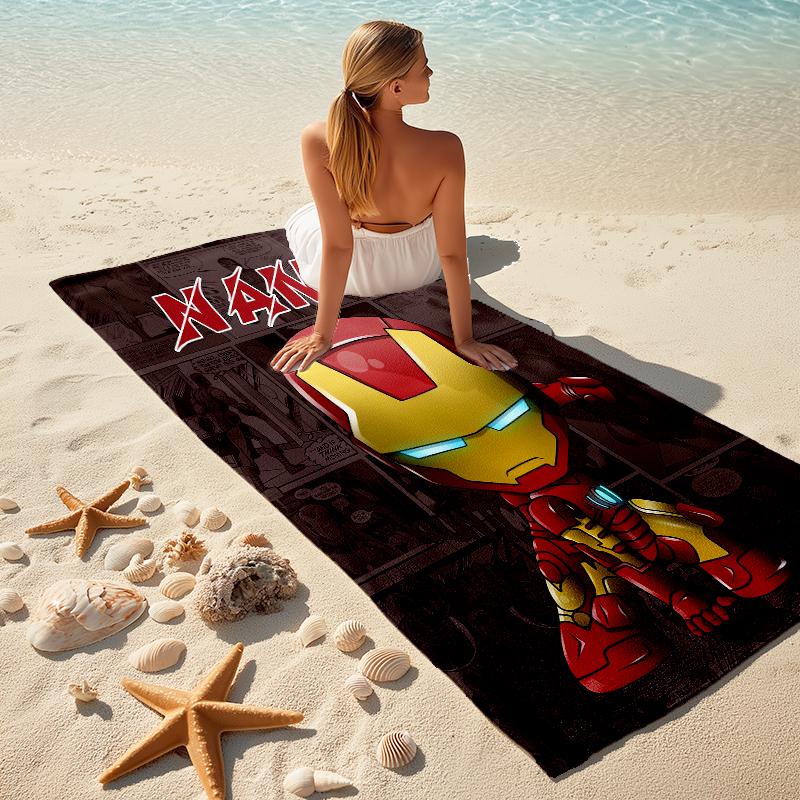 Personalized Captain America's Shield Beach Towel Microfiber Beach Towel Thin Absorbent for Beach Swimming Yoga Bath Sports. 091064