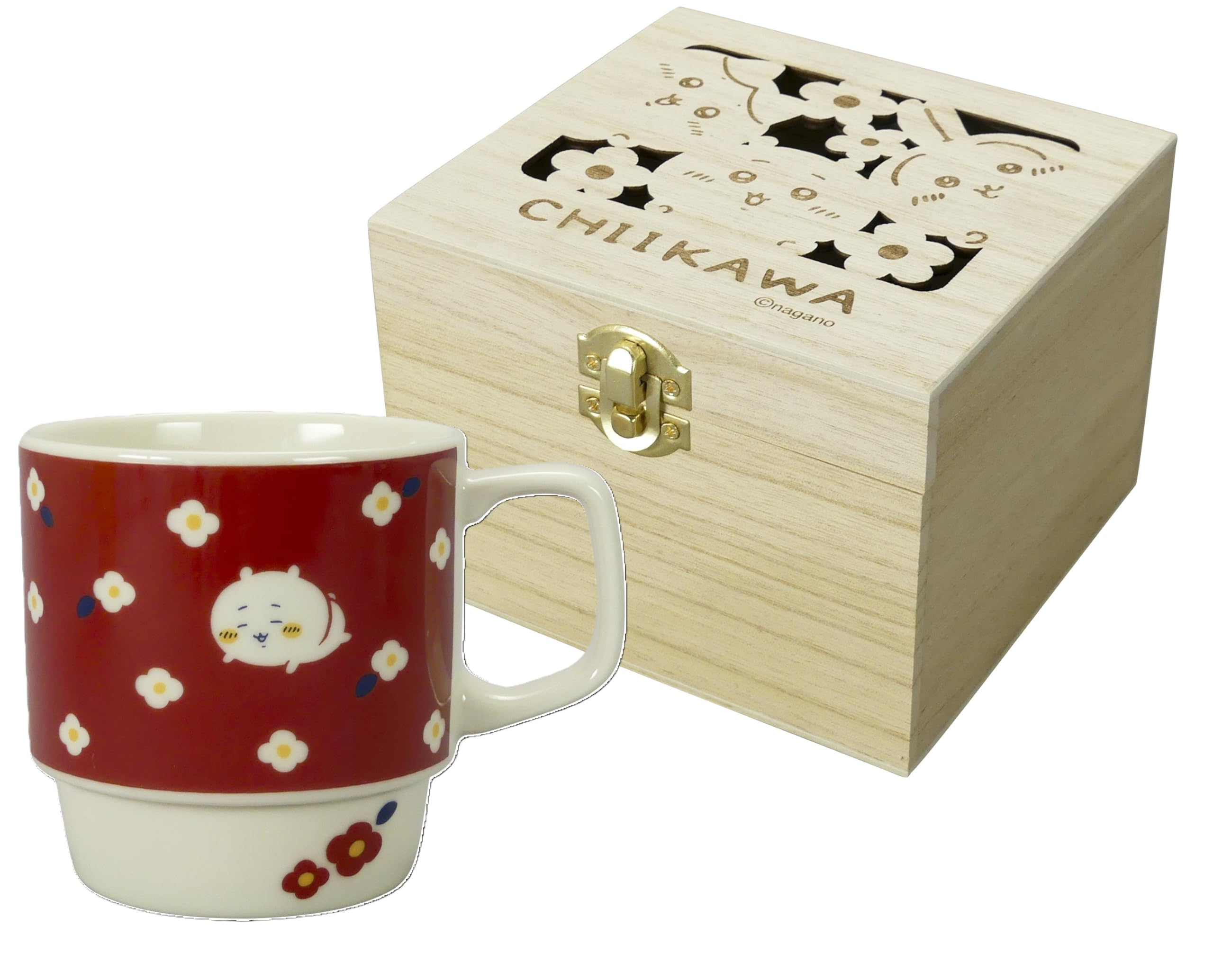 Chiikawa Official Licensed Mug, Wooden Gift Box Included, Large Size 340ml, Approx. 9 x 9cm Diameter, Flower Garden Design, Women s Gift, Birthday Pre